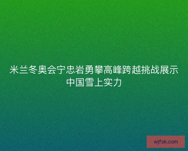 米兰冬奥会宁忠岩勇攀高峰跨越挑战展示中国雪上实力